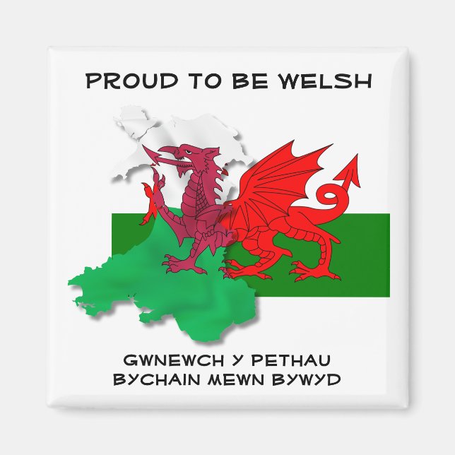 Welsh FLAG WALES Red Dragon St David Quote Magnet (Vorne)