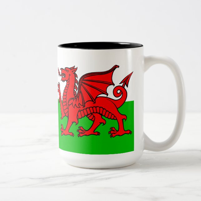 Welsh Flag Zweifarbige Tasse (Rechts)