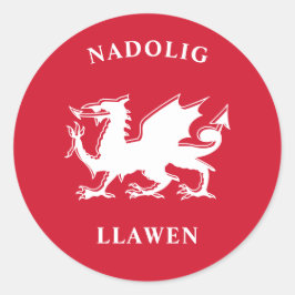 Welsh frohe Weihnachten Simple Celtic Nadolig Llaw Runder Aufkleber