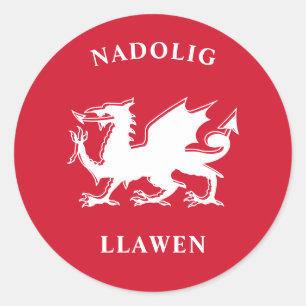 Welsh frohe Weihnachten Simple Celtic Nadolig Llaw Runder Aufkleber