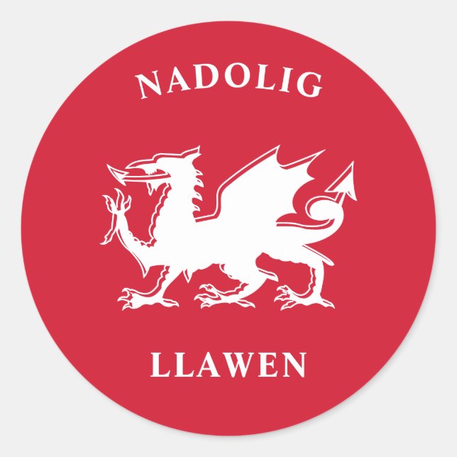 Welsh frohe Weihnachten Simple Celtic Nadolig Llaw Runder Aufkleber (Vorderseite)