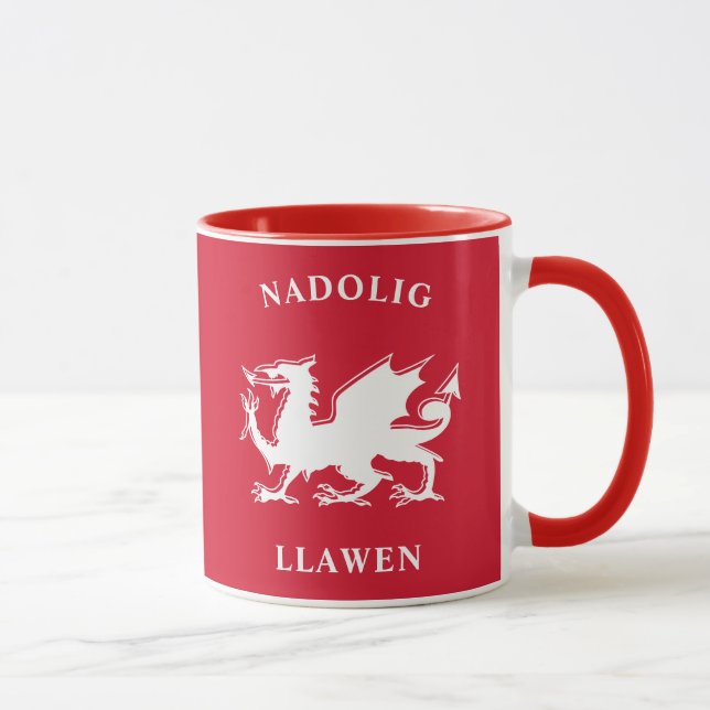 Welsh frohe Weihnachten Simple Celtic Nadolig Llaw Tasse (Rechts)