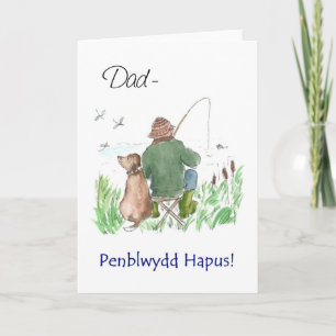 Welsh Greeting Birthday Card for a Man: Fishing Karte