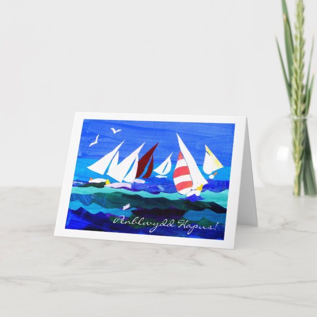 Welsh Greeting Birthday Card - Sailing Karte (Vorderseite)