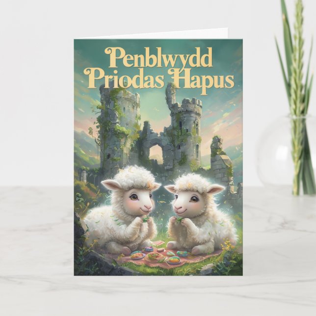Welsh Happy Anniversary Card Karte (Vorderseite)