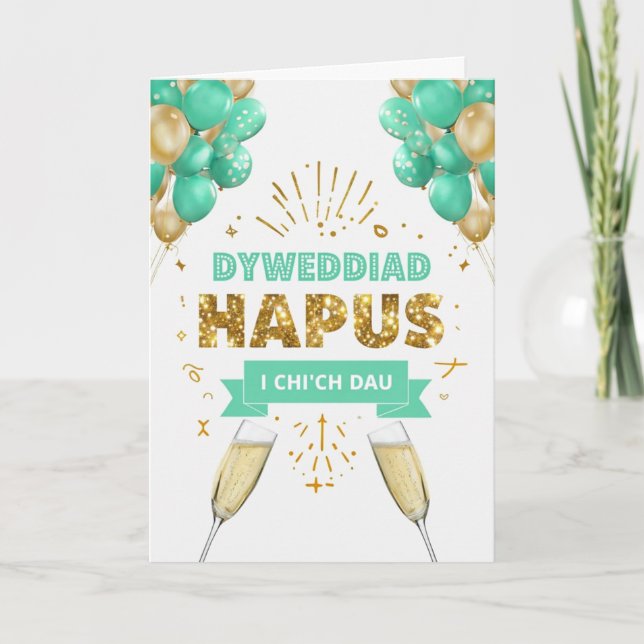Welsh Happy Verlobung Card Karte (Vorderseite)