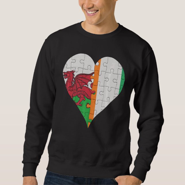Welsh Ivorian Flag Herz Sweatshirt (Vorderseite)