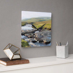 WELSH LANDSCAPE QUADRATISCHE WANDUHR