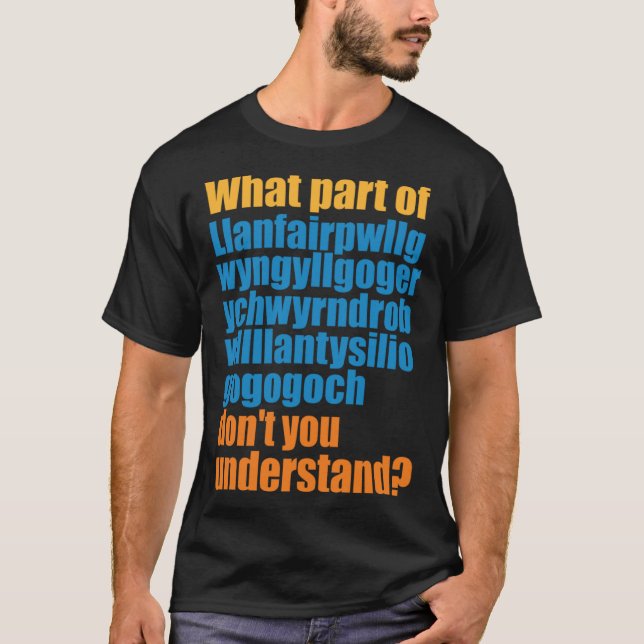 Welsh Longest Welsh Wort T-Shirt (Vorderseite)