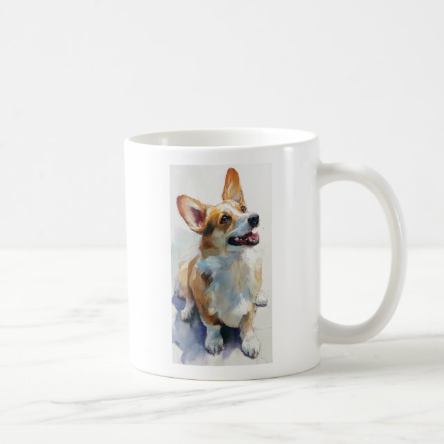 Welsh Pembroke corgi watercolor Kaffeetasse (Rechts)