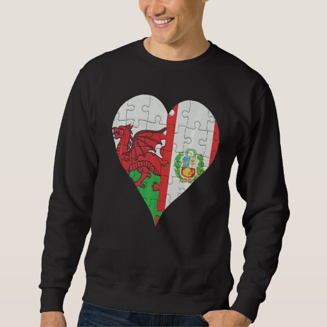 Welsh Peruaner Flaggenherz Sweatshirt (Vorderseite)