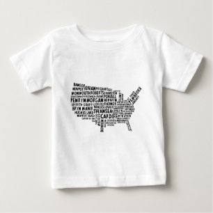 Welsh Placenames of America Word Art Baby T-shirt