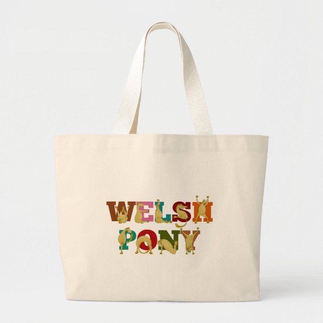 Welsh Pony mit farbenprächtigem Text Jumbo Stoffbeutel (Vorne)
