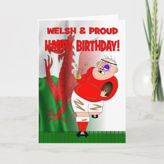 Welsh & Proud Beer Rugby Birthday Card Karte