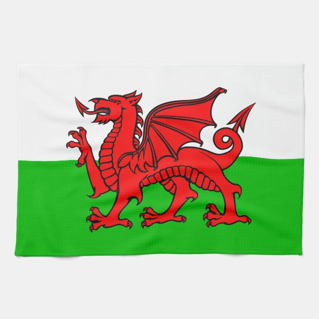 Welsh Red Dragon Wales Flag Handtuch (Horizontal)