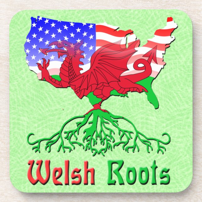 Welsh Roots, American Map Cork Untersetzer (Vorderseite)