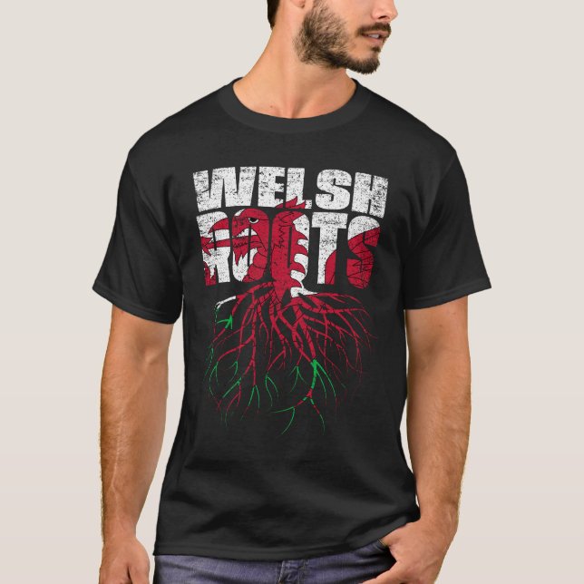 Welsh Roots Wales Heritage Flag T-Shirt (Vorderseite)