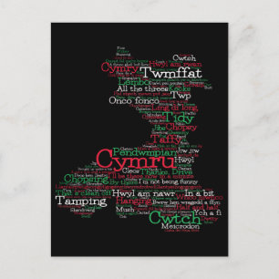 Welsh Slang Word Art Karte Postkarte