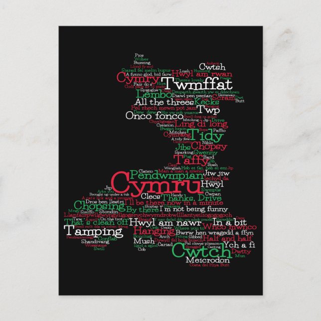 Welsh Slang Word Art Karte Postkarte (Vorderseite)
