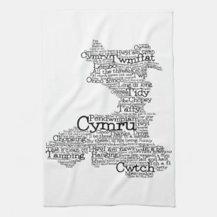 Welsh Slang Word Art Map Geschirrtuch