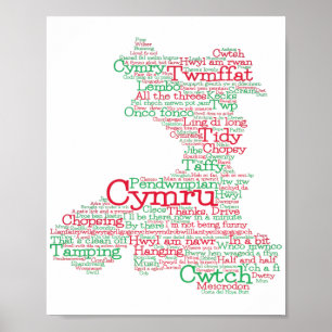 Welsh Slang Word Art Map Poster