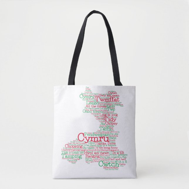 Welsh Slang Word Art Map Tote Bag (Vorderseite)