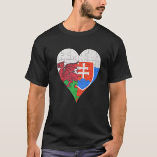 Welsh slowakisches Flaggenherz T-Shirt