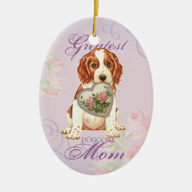 Welsh Springer Spanel Herz Mama Keramik Ornament (Vorne)