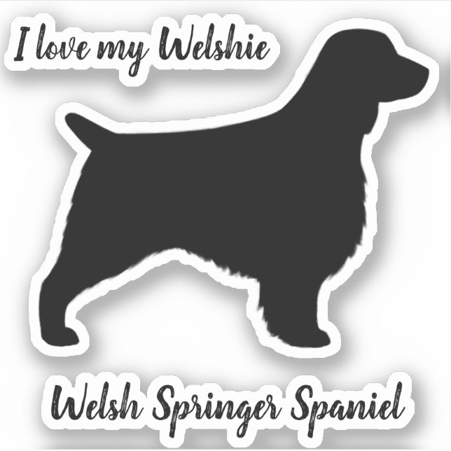 Welsh Springer Spanel Silhouette Dog Breed Aufkleber (Vorderseite)