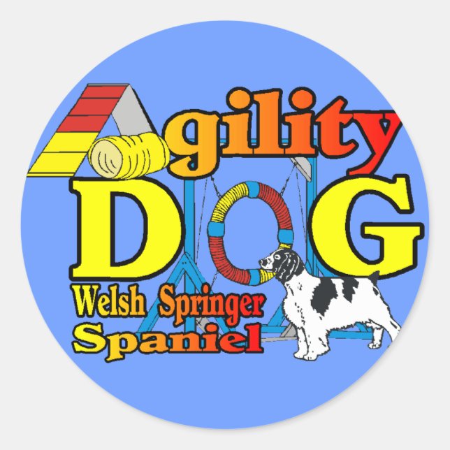 Welsh Springer Spaniel Agility Geschenke Runder Aufkleber (Vorderseite)