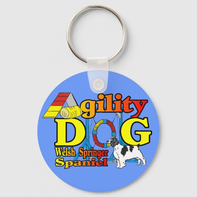 Welsh Springer Spaniel Agility Geschenke Schlüsselanhänger (Vorderseite)