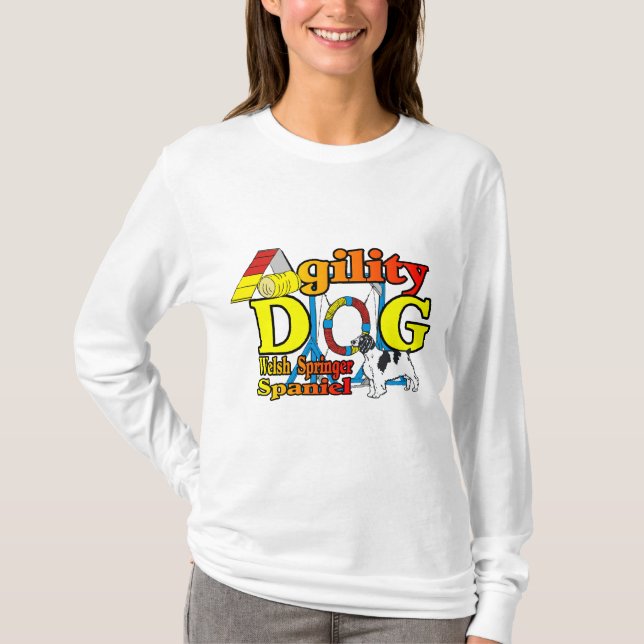 Welsh Springer Spaniel Agility Geschenke T-Shirt (Vorderseite)