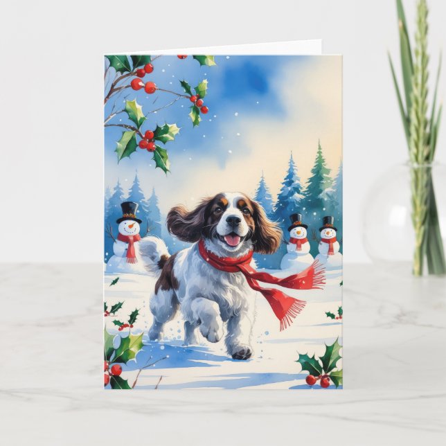 Welsh Springer Spaniel Dog Weihnachtsgrüßkarte Karte (Vorderseite)