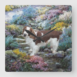 Welsh Springer Spaniel Kunstgeschenke Quadratische Wanduhr