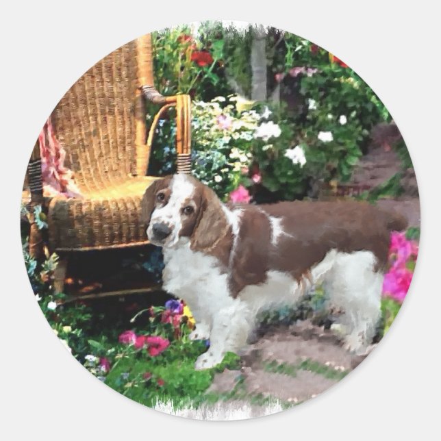 Welsh Springer Spaniel Kunstgeschenke Runder Aufkleber (Vorderseite)