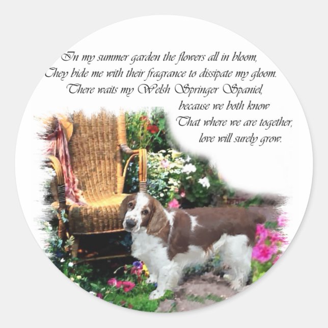 Welsh Springer Spaniel Kunstgeschenke Runder Aufkleber (Vorderseite)