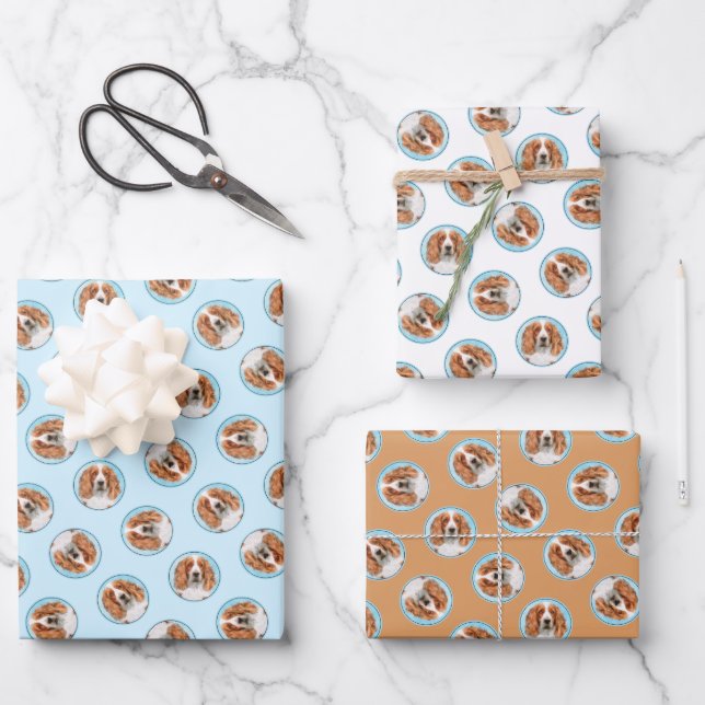 Welsh Springer Spaniel Malerei Original Dog Art Geschenkpapier Set (Vorderseite)