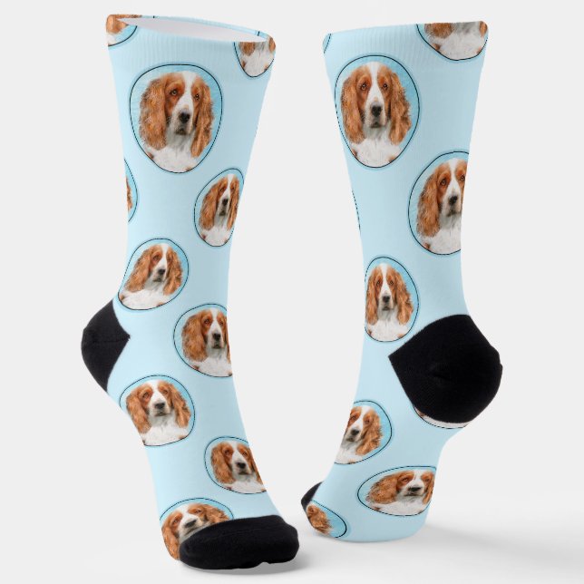 Welsh Springer Spaniel Malerei Original Dog Art Socken (Gewinkelt)
