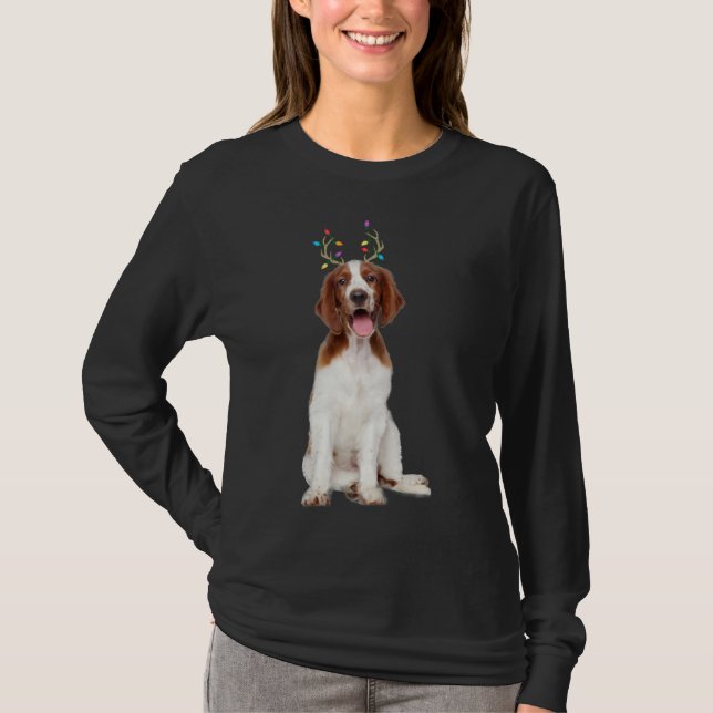 Welsh Springer Spaniel Reindeer Christmas Dog T-Shirt (Vorderseite)