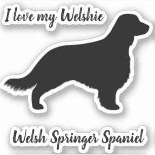 Welsh Springer Spaniel Silhouette mit Long Schwanz Aufkleber