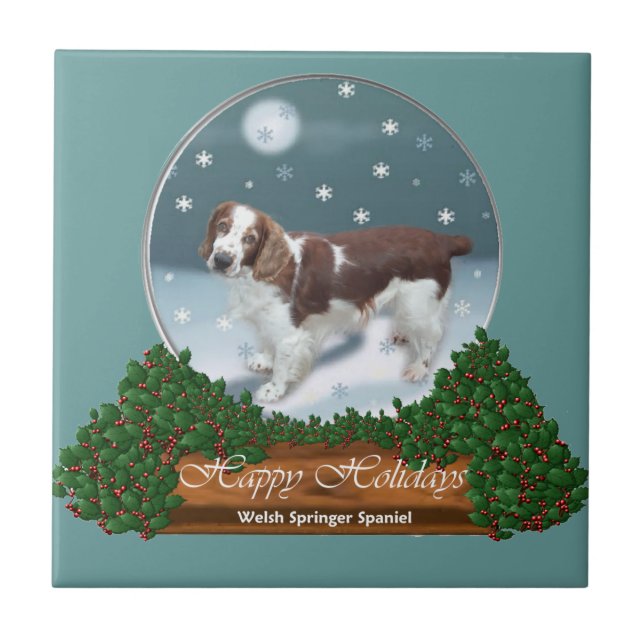 Welsh Springer Spaniel Weihnachten Fliese (Vorderseite)