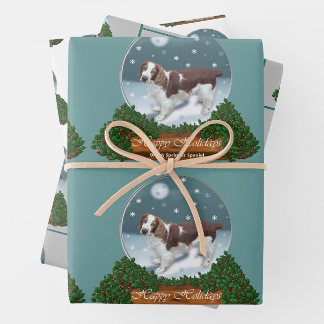 Welsh Springer Spaniel Weihnachten Geschenkpapier Set (Beispiel)