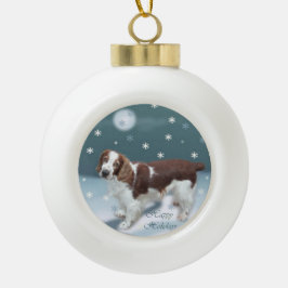 Welsh Springer Spaniel Weihnachten Keramik Kugel-Ornament