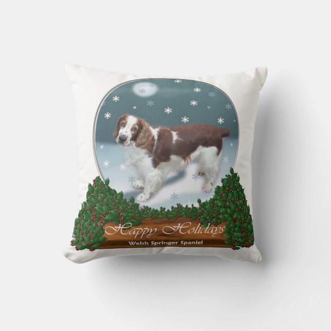 Welsh Springer Spaniel Weihnachten Kissen (Vorderseite)