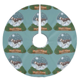 Welsh Springer Spaniel Weihnachten Polyester Weihnachtsbaumdecke