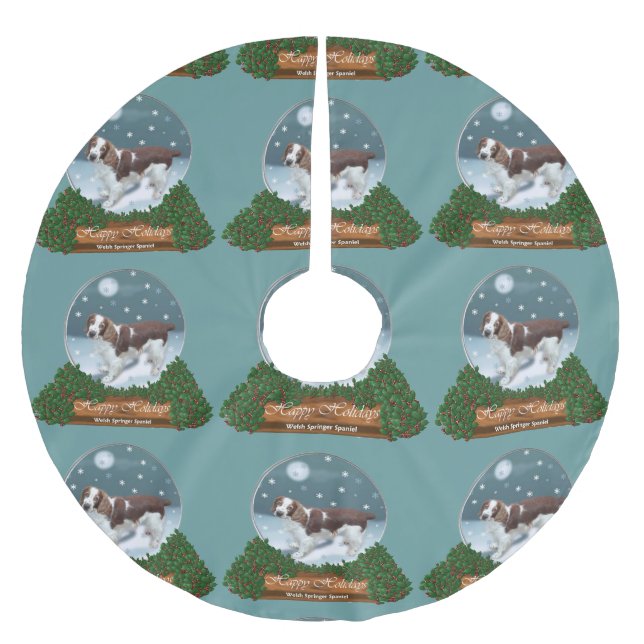 Welsh Springer Spaniel Weihnachten Polyester Weihnachtsbaumdecke (Vorderseite)