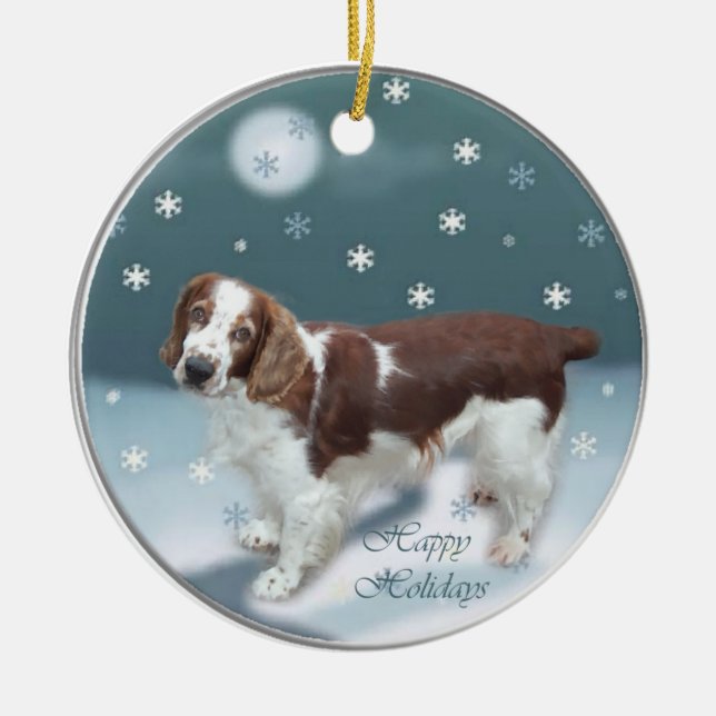 Welsh Springer Spaniel Weihnachtsgeschenke Keramikornament (Vorne)