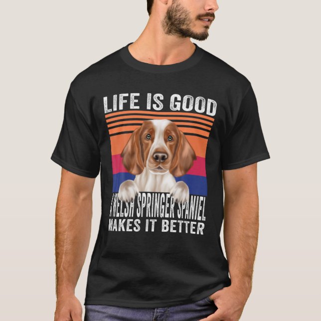 Welsh Springer Spaniels Makes Your Life Good Vinta T-Shirt (Vorderseite)