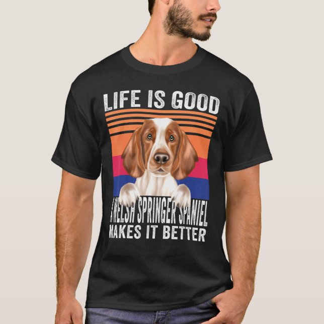 Welsh Springer Spaniels Makes Your Life Good Vinta T-Shirt (Vorderseite)