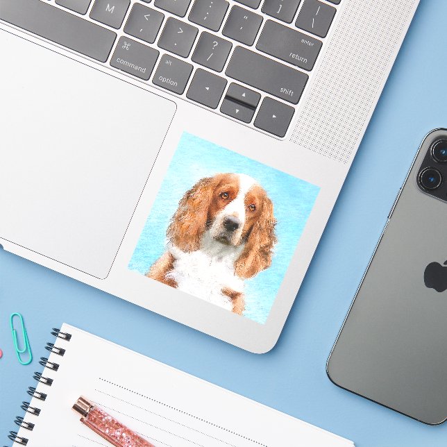 Welsh Springer Spanischmalerei - Original Dog Art Aufkleber (Laptop mit iPhone)